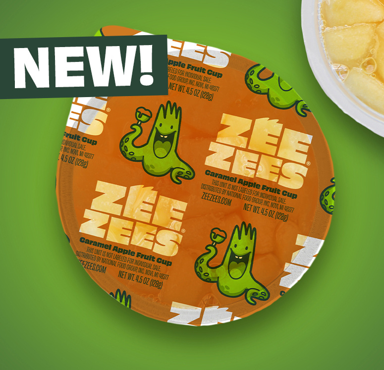 Zee Zees, Fruit Cup, Apple, Diced, Caramel Apple, I/W, 4.5oz